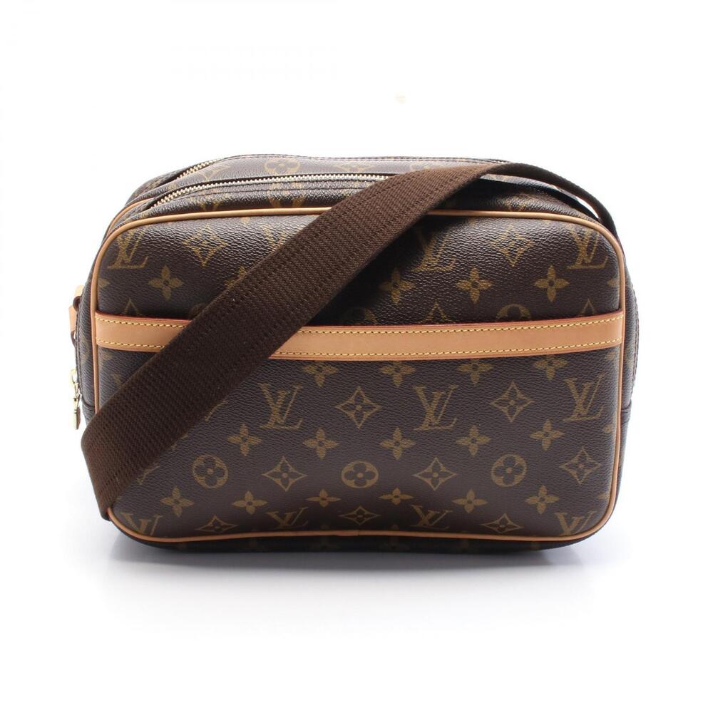 Louis Vuitton Reporter Shoulder Bag Canvas Leather Monogram Brown